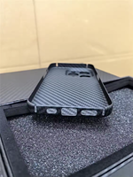 Coque mobile antichoc en fibre de carbone véritable pour iPhone 15 16 14 13 Plus Pro Max Laudtec