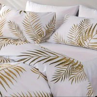 AOYATEX Parure de Lit Tendance Douce et Confortable Housse de Couette en Polyester Imprimé Feuille Dorée 3D HD Numérique