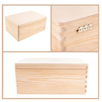 Grande boîte de rangement en bois Creative Deco avec couvercle à charnière Boîte cadeau unie non peinte