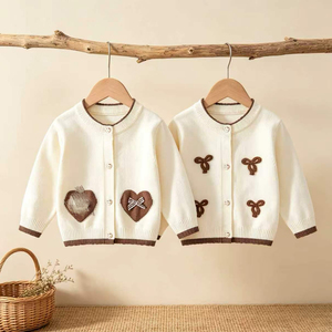 Cárdigan de Punto <span class=keywords><strong>para</strong></span> Bebés Niñas, con Apliques de Lazo 3D, Botones, Suave Algodón, Primavera/Otoño - Product Image 1