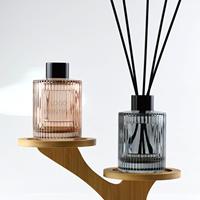 Bouteille Diffuseur d'Arômes Ronde Rayée pour Décoration d'Intérieur, 120 ml, Impression Logo Personnalisé, Bouteille en Verre Diffuseur à Bâtonnets 4 oz
