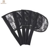 Filet à cheveux pour queue de cheval en dentelle et nylon, sans colle, avec sangle réglable, couleur noire, pour dreadlocks, tresses et perles