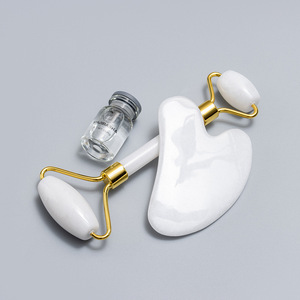 Rouleau facial en jade blanc naturel pour la beauté anti-âge Rouleaux Gua Sha pour le soin du visage, des yeux et du cou - Product Image 4