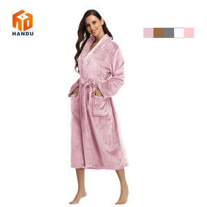 Lusso <span class=keywords><strong>donna</strong></span> XL flanella accappatoio solido modello lunga con cappuccio <span class=keywords><strong>camicia</strong></span> <span class=keywords><strong>da</strong></span> <span class=keywords><strong>notte</strong></span> ispessita spugna tessuto a maglia autunno inverno indumenti <span class=keywords><strong>da</strong></span> <span class=keywords><strong>notte</strong></span> ODM - Product Image 1