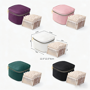 Hot-selling Light Luxury Rectangle <b>Jewelry</b> Box Necklace Ring Anti-oxidation PU <b>Leather</b> Zipper Closure Portable Women's <b>Jewelry</b> - Product Image 3