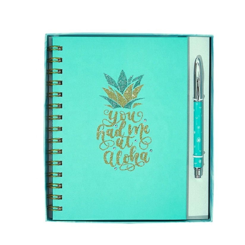 Новинка 2020 года, подарочный набор из блокнота и ручки в виде ананаса, роскошный офисный набор канцелярских принадлежностей на заказ