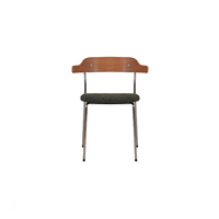 Chaise de salle à manger moderne et durable en acier inoxydable, style mi-siècle, dossier couleur noyer, assise rembourrée, pour petite salle à manger à domicile