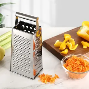 Rallador triturador de queso y verduras de 8 pulgadas de 4 lados y rebanador con mango
