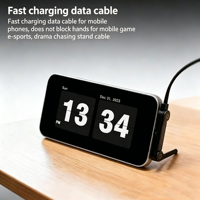 Câble de charge rapide 240W PD 5A avec gaine en nylon, support de téléphone pliable pour iPhone//Tablette/Ordinateur portable