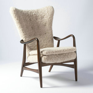<span class=keywords><strong>Fauteuil</strong></span> de loisirs rembourré en peau de mouton <span class=keywords><strong>patchwork</strong></span>, design scandinave moderne, personnalisé, avec dossier haut et pieds en bois - Product Image 4