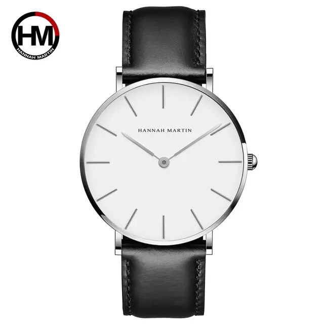 Reloj Hannah Martin Cb01de alta calidad con caja de oro rosa para hombre, reloj de pulsera resistente al agua de cuero para mujer, puntero de hebilla redonda de aleación 2020, 38g