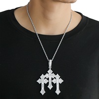 BESDZ0568 pendentif croix en laiton européen américain Hip-Hop croix pendentif mode plaqué or incrusté zircon cubique collier pour hommes