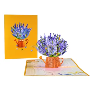 Креативная трехмерная поздравительная открытка, День матери, лаванда, лейка, персонализированная открытка ручной работы