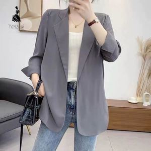 เสื้อคลุมเบลเซอร์แขนยาวสำหรับผู้หญิง YZ รุ่นซัมเมอร์ ผ้าบาง ทรงเข้ารูป สวมใส่สบาย เหมาะสำหรับใส่ทำงานหรือใส่ลำลอง - Product Image 1