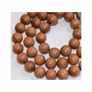 20mm ลูกปัดไม้จันทน์ธรรมชาติและมีสีสัน Mysore ไม้จันทน์มีรูปทรงกลมสีแดง - Product Image 1