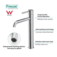 Frascio Fabricant Robinets de lavabo brossés de luxe Mélangeur d'eau chaude et froide en acier inoxydable 304 Robinets de lavabo de salle de bain