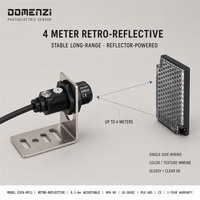 DOMENZI E3FA-RP11 Capteur photoélectrique rétro-réfléchissant noir NPN M18, type de capteur électronique, distance de détection de 0,1 à 4 m