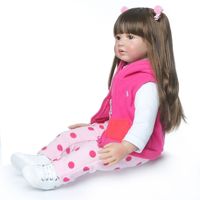 Poupée Reborn Fille de 55 cm avec Cheveux Longs, Adorable Jouet Bébé Nouveau-né pour Enfants, Cadeaux et Accessoires de Jeu d'Imitation