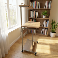 Nouvelle table pliante et empilable avec plateau en bois et structure métallique, idéale comme bureau d'ordinateur