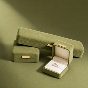 Zebopak Moss Green Suede Christmas Jewellery <b>Box</b> Set with Ring <b>Necklace</b> Bracelet Holiday <b>Gift</b> Collection Factory - Product Image 2