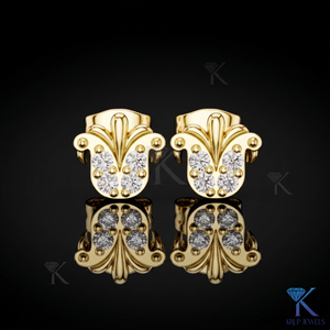 ต่างหูเพชรเลี้ยงในห้องปฏิบัติการทรงคลาสสิคประดับดอกไม้ 4 เม็ด ทองคำแท้ 14K/18K สำหรับผู้หญิง ของขวัญวันครบรอบ - Product Image 1