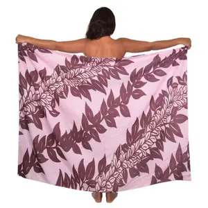 Hawaiian Lavalava Sarong Drop Shipping Puakenikeni Flowers Pattern Beach Wrap Sheer Bikini Wrap Cover Ups For Swimwear Plus Size