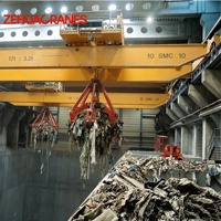 Pont roulant intelligent à double poutre de 10 tonnes et 30 tonnes avec grappin hydraulique pour l'élimination des déchets en usine