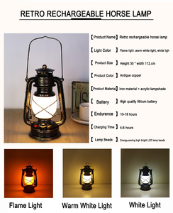 Lanterne vintage à LED avec flamme vacillante, lanterne à piles, <span class=keywords><strong>lampe</strong></span> à huile en cuivre vieilli pour le <span class=keywords><strong>camping</strong></span>, la fête de jardin, tactile - Product Image 4