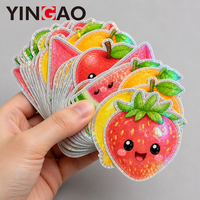 Autocollant holographique de fruits découpé sur mesure, motif fraise et pastèque Kawaii, étanche et écologique pour journal et bagages
