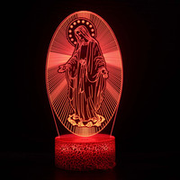 Lampe d'illusion 3D en acrylique Divine Deity, lumière de nuit, RGB, 16 couleurs, télécommande tactile, USB, à intensité variable, décoration de chambre d'enfant, cadeau