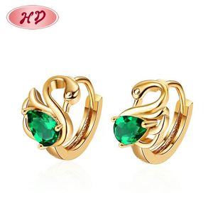 Pendientes de Oro de 18K con Circonita Cúbica en Forma de Cisne, Joyería para Mujer, Modelo Huggies 2023 - Product Image 1