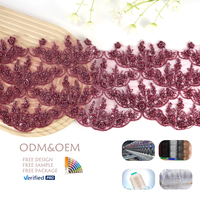 Bordure en dentelle perlée brodée, décoration artisanale DIY pour cols et ourlets de vêtements.
