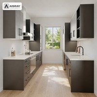 Meuble de cuisine en mélamine sur mesure, aménagement minimaliste, livraison en kit, boîtes de rangement en contreplaqué et rangement coulissant