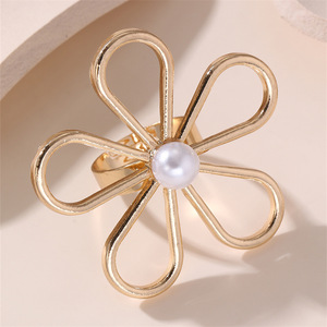 Jz038 Coastal Vacation <b>Ring</b> Set | Ocean-inspired Adjustable <b>Stacking</b> <b>Rings</b> Beachy Brass Jewelry for Women - Product Image 2