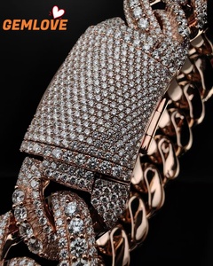 GEMLOVE Men's gold <b>chain</b> Cuban link gold plated shiny Cuban necklace diamond <b>chain</b> men's <b>iced</b> <b>out</b> <b>chain</b> hip hop jewelry - Product Image 5