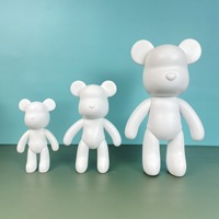 Figurines d'ours en vinyle DIY Fluid Bear Craft 8/18/23/33cm, mini porte-clés pour enfants, peinture fluide créative faite à la main, ours blancs