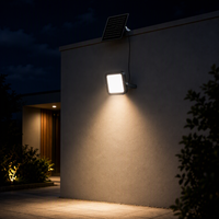 Projecteur solaire intelligent 10W avec télécommande, mode d'éclairage personnalisable, luminosité réglable, minuterie, conception séparée, lampe de sécurité extérieure
