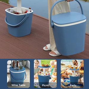 Enfriador de mesa fría con asa, abridor de botellas, Enfriador de cerveza y vino ligero, reuniones, picnics y barbacoas en el patio trasero - Product Image 4