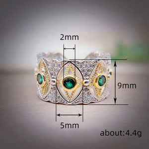 Vintage Two Tone Venice Tears Earrings <b>Women</b> Moon Eye <b>Ring</b> <b>Set</b> Fashion Court Style Jewelry Elegant Statement <b>Set</b> - Product Image 5