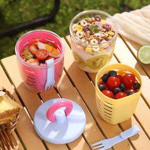 Gobelet à salade portable avec grille de drainage, couvercle en plastique 0-1L, boîte à lunch multifonctionnelle pour le bureau, les étudiants, les pique-niques, cadeau - Product Image 1