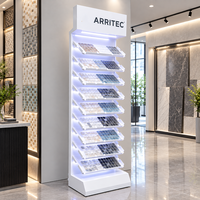 Étagère de présentation de carreaux en métal robuste sur pied pour magasin de matériaux de construction, avec éclairage LED par niveaux