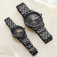 Montre à quartz personnalisée SINOBI pour couple, OEM, bracelet en acier inoxydable de luxe, double calendrier, montre-bracelet pour homme et femme