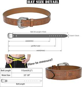 يونجر قابل للتعديل خمر حزام جلد البقر المواد مع نقش مشبك للنساء والرجال الجينز السراويل الفساتين - Product Image 2