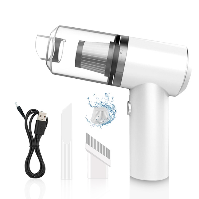 Helloleiboo 2 in 1 USB Rechargeable Portable Mini Vacuum Cleaner with HEPA Filter 4500 Pa Suction & Car Cleaning Light