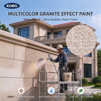 Peinture murale extérieure KOBG effet granit liquide acrylique multicolore, résistante aux intempéries et anti-salissure, pour application au pinceau
