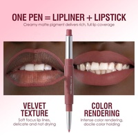 Crayon à lèvres mat double embout, naturel, longue tenue, non décolorant, rose, pour maquillage des lèvres
