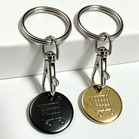 Porte-clés jeton de chariot de courses en métal personnalisé avec logo, pour jeux ou jetons de caddie, vente en gros