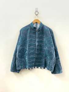 Veste d'hiver en velours de coton tissé avec broderie Suzani grise, vêtement d'extérieur vintage unisexe, chic ethnique, fait main en Inde - Product Image 6