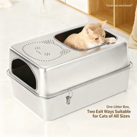 Bac à litière pour chat en acier inoxydable 201 durable, écologique, anti-rayures, facile à nettoyer