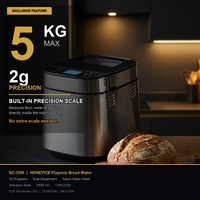 Panificadora Eléctrica Grande para Familias, 1150g, con Báscula Integrada, Dispensador Doble, Pantalla Táctil, 25 Programas, Liberación Automática de Levadura y Frutos Secos, para el Hogar